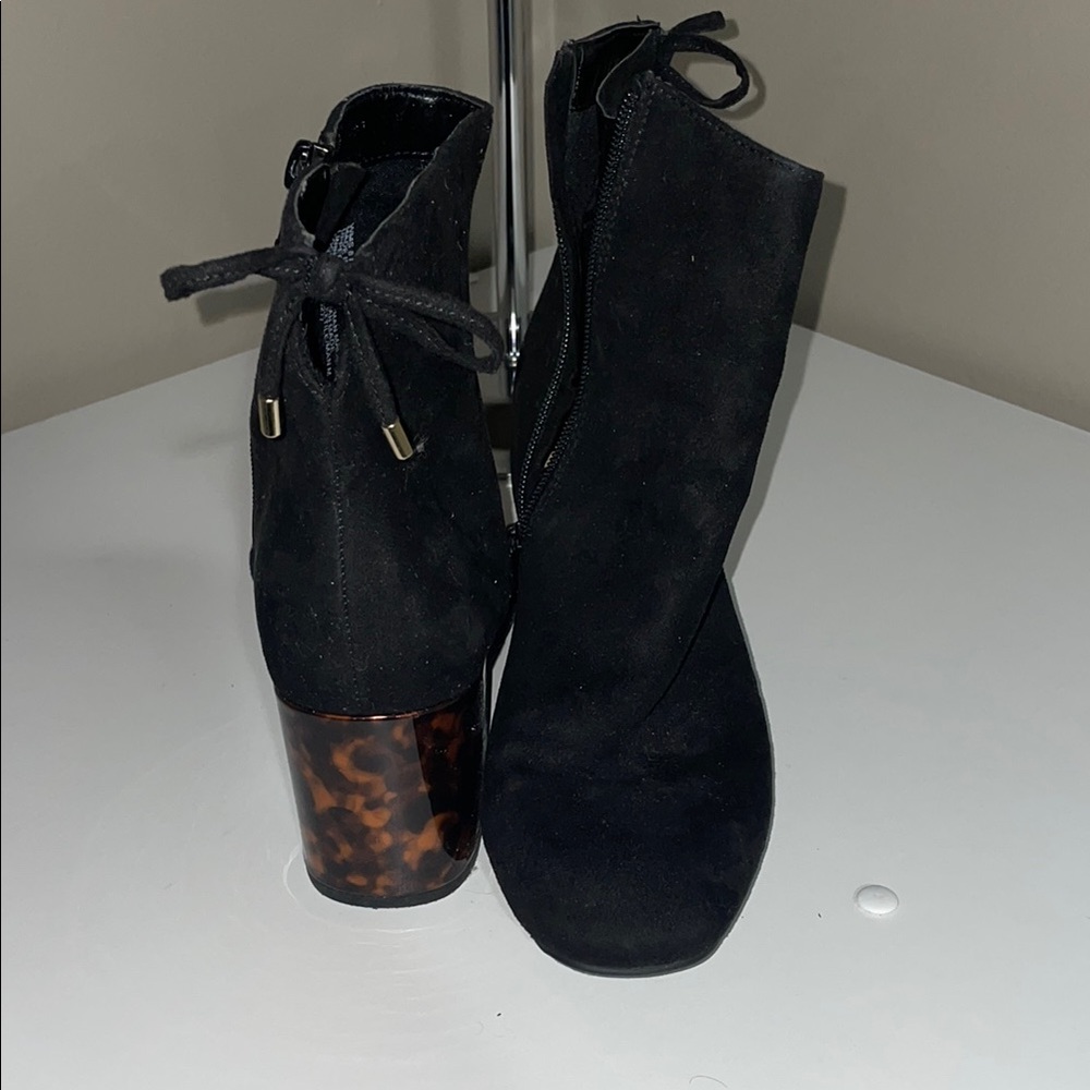 Black Ankle Boots with Tortoise Heel